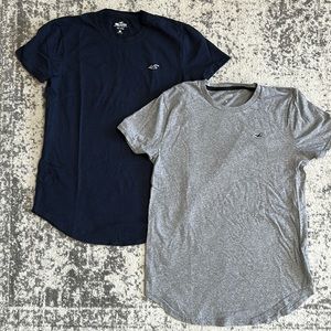 Hollister men’s curved hem tees navy and gray set of two